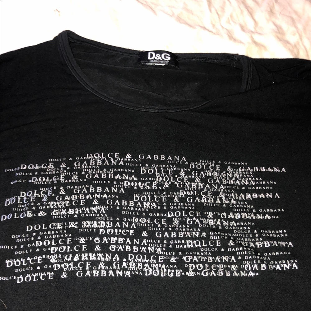 Dolce & Gabbana Black Short-Sleeve Logo Print Tee